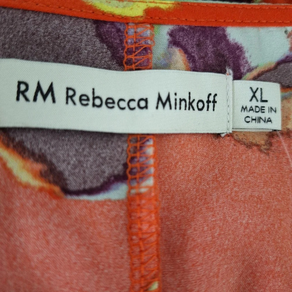 Rebecca Minkoff "NEW" Orange Romantic Bohemian Lace Trim Fairy Blouse Plus Sz XL - Picture 5 of 8